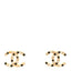 Resin Pearl Crystal CC Earrings Gold Black