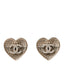Crystal Metal Resin CC Heart Earrings Gold