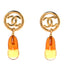 Metal Resin CC Drop Earrings Gold Brown