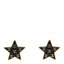 Metal Glitter Sparkle CC Star Earrings Gold Pearly Black