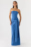 Blue Bandeau Twist Bow Maxi Dress