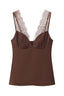 Brown Satin Lace Bustier Cami Top