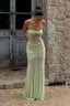 Sage Lace Cutout Mesh Maxi Dress