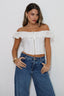 White Eyelet Corset Crop Top