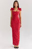 Red Floral Lace Maxi Dress