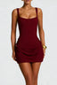 Burgundy Square Neck Corset Mini Dress