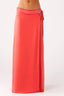 Coral Satin Wrap Maxi Skirt