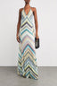 Blue-Green Crochet Halter Maxi Dress