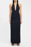 Noir Halter Ruched Maxi Dress