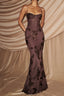 Brown 3D Floral Fishtail Gown