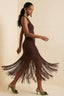 Brown Fringe Midi Dress