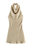 Beige Satin Slip Mini Dress