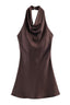 Brown Satin Slip Mini Dress