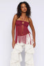Bordeaux Fringe Halter Top
