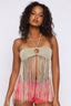 Golden Fringe Halter Top