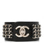 Lambskin CC Chain Turnlock Bracelet L Black