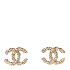 Crystal Twisted CC Earrings Gold