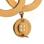 Metal Large Paris Button Earrings Gold