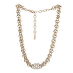 Metal Crystal CC Choker Necklace Gold