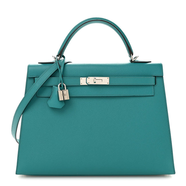 Epsom Kelly Sellier 32 Bleu Paon Hover Image