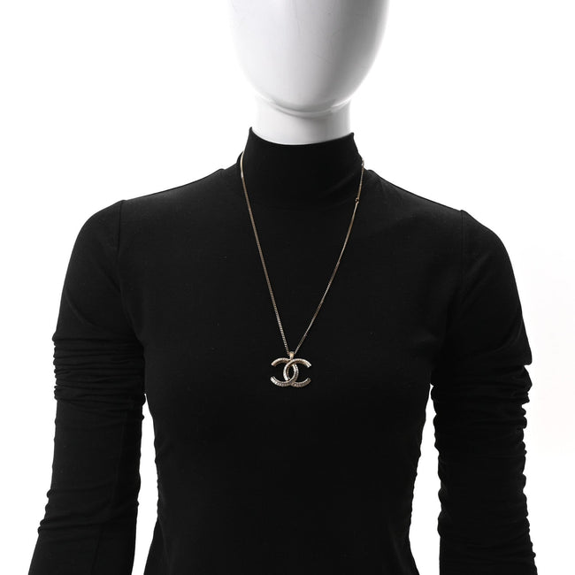 Crystal CC Pendant Necklace Gold Main Image