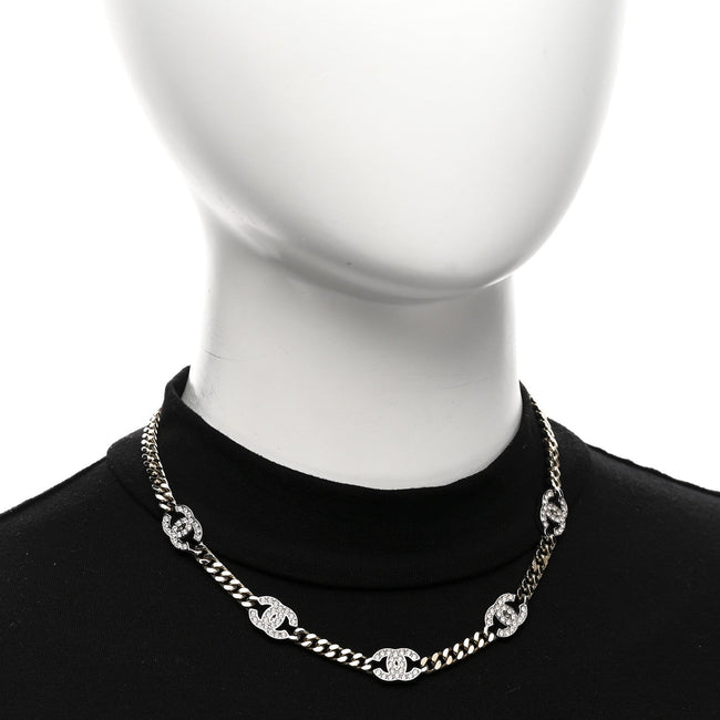 Crystal Chain CC Link Choker Gold Silver Main Image
