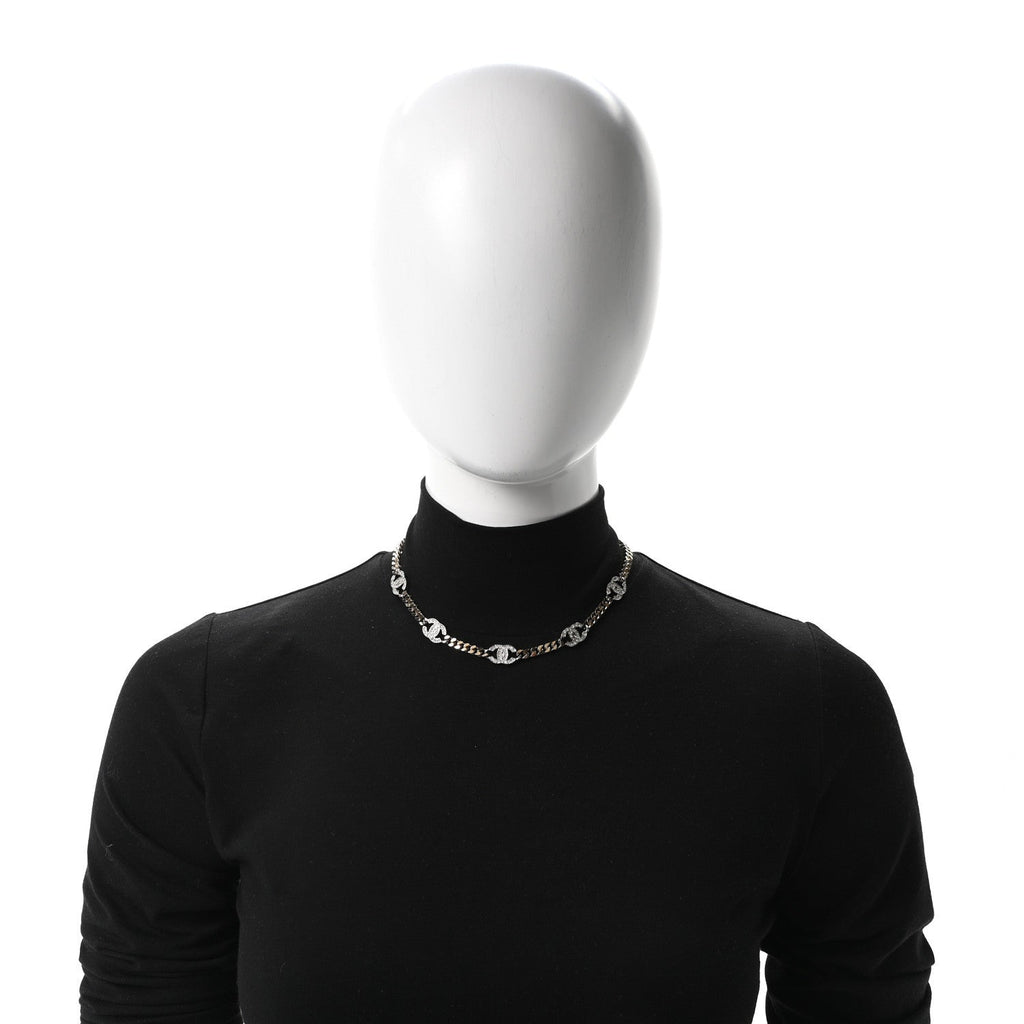 Crystal Chain CC Choker Gold Silver