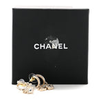 Crystal CC Camellia Perfume Bottle Double Hoop Earrings Gold