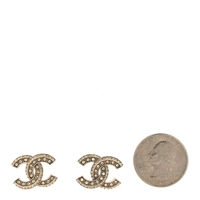 Crystal CC Stud Earrings Gold Main Image