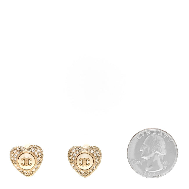 Pearl Crystal CC Heart Earrings Gold White Gold Main Image