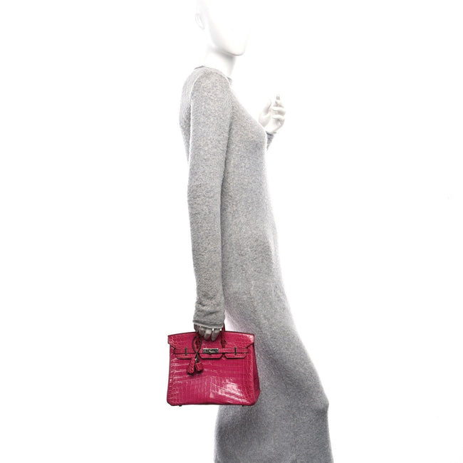 Shiny Niloticus Crocodile Birkin 25 Rose Scheherazade Main Image