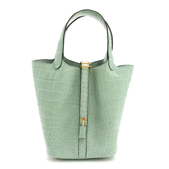 Matte Alligator Picotin Lock 18 Vert D Eau Vert D'Eau Hover Image