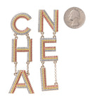 Metal Crystal Rainbow Cha-Nel Logo Drop Earrings Multicolor Gold