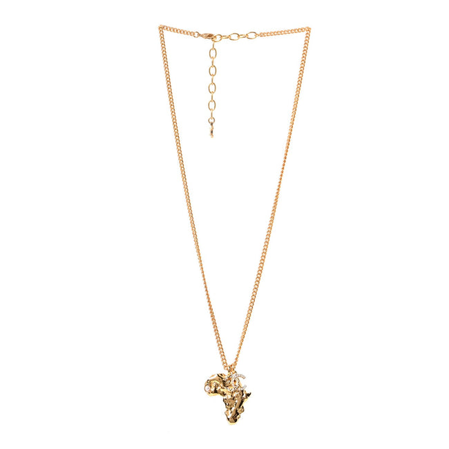 Crystal Pearl CC Africa Pendant Necklace Gold White Hover Image