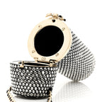 Metal Resin Lambskin Crystal Lipstick Case Long Necklace On Chain Silver Black Gold