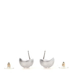 Resin Metal CC Stud Earrings Silver Pearly White