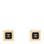 Pearl Resin Square CC Earrings Black Transparent