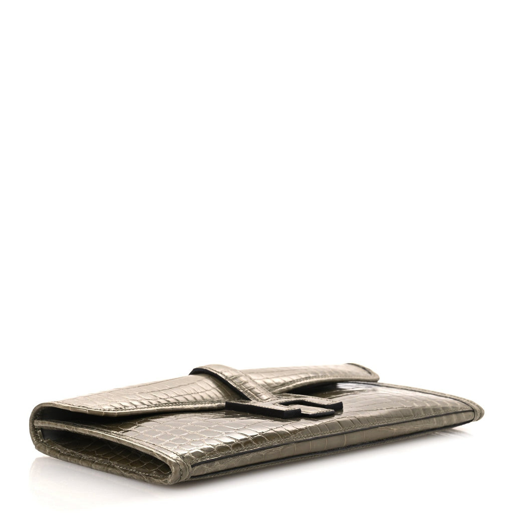 Shiny Niloticus Crocodile Jige Elan 29 Clutch Gris Tourterelle
