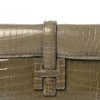 Shiny Niloticus Crocodile Jige Elan 29 Clutch Gris Tourterelle