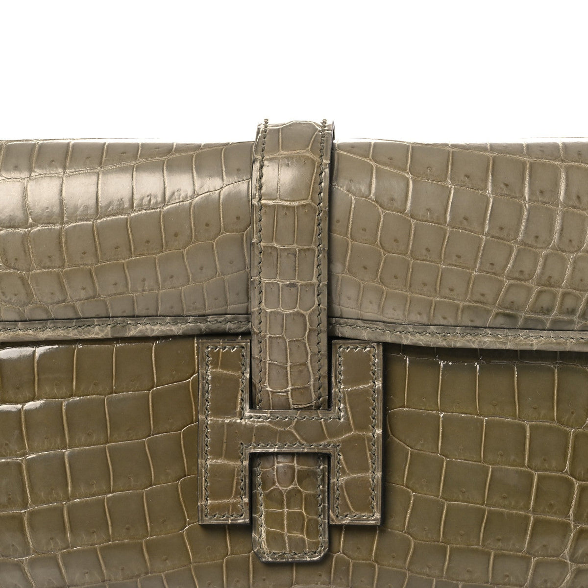 Shiny Niloticus Crocodile Jige Elan 29 Clutch Gris Tourterelle
