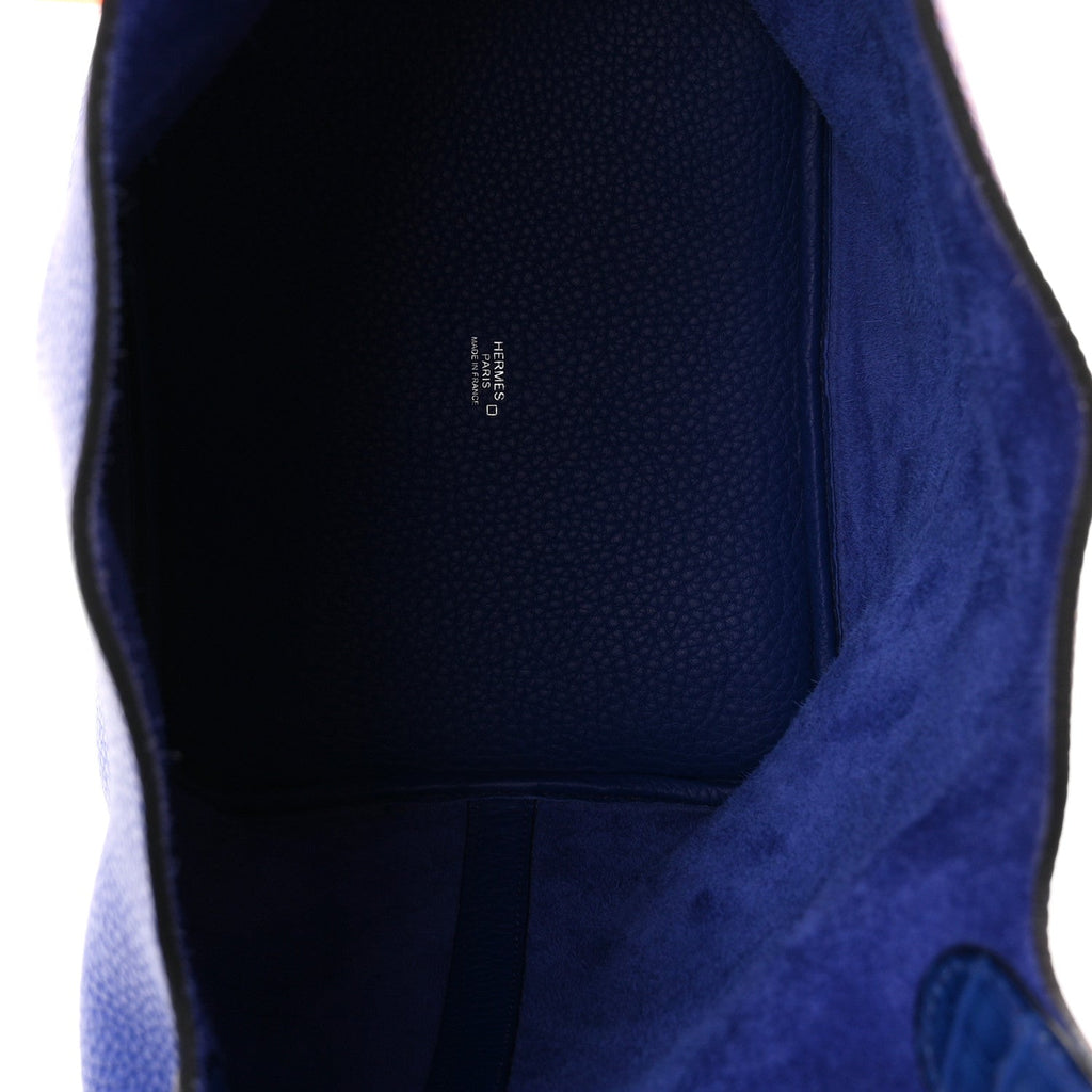Taurillon Clemence Matte Alligator Picotin Lock Touch 22 MM Bleu Electrique