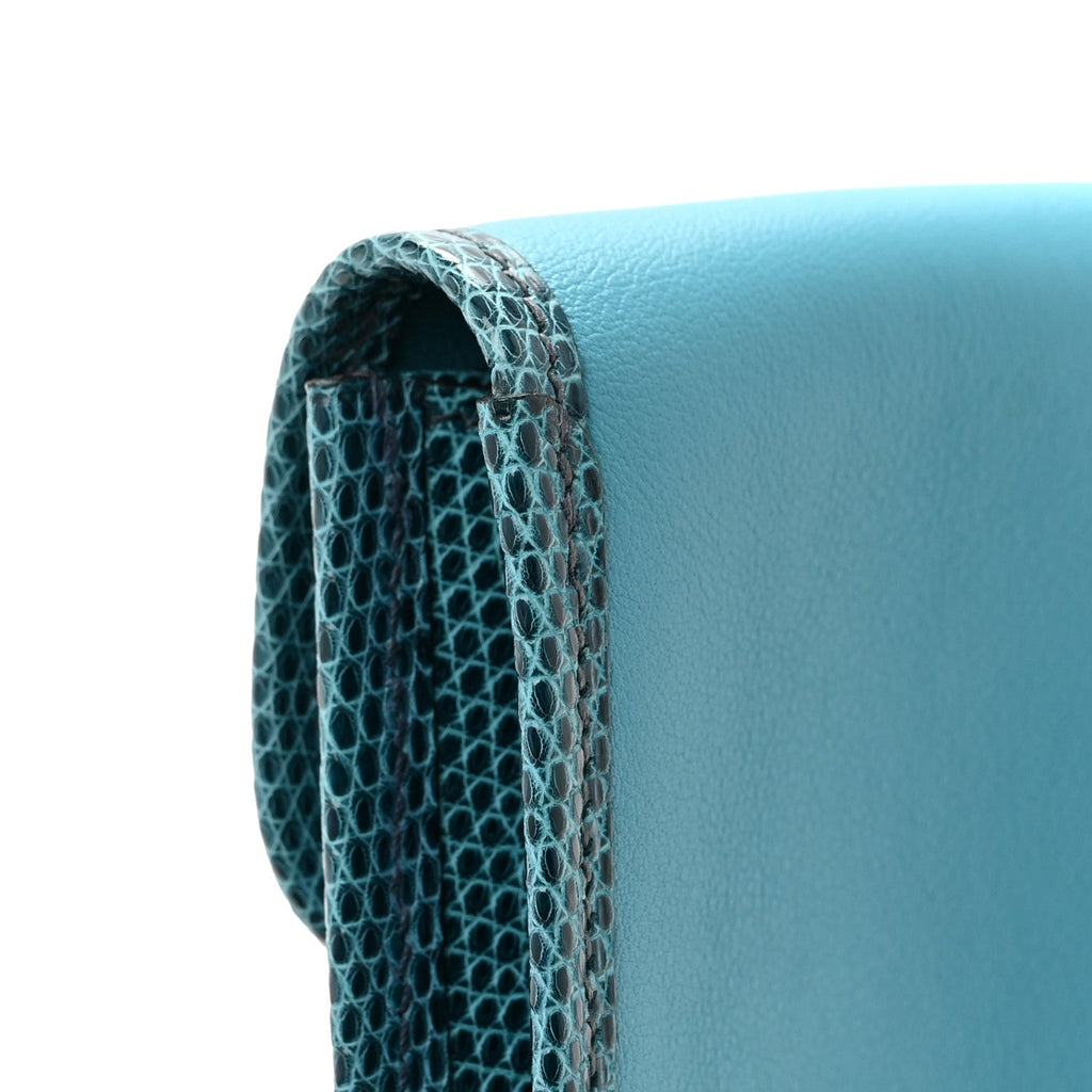 Swift Lizard Jige Elan Touch Duo Clutch Bleu Paon Mykonos