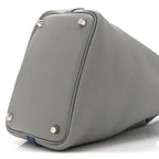 Taurillon Clemence Picotin Lock 18 PM Gris Mouette Bleu Agate