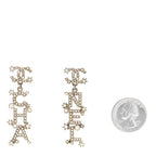 Crystal Cha-Nel Logo Drop Earrings Silver