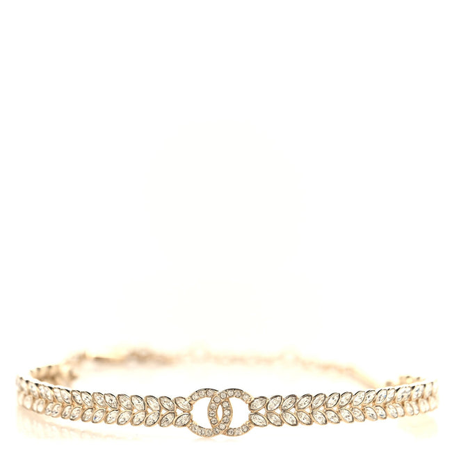 Crystal Sparkling Wheat CC Choker Necklace Gold Hover Image