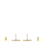 Metal Graduated Pearl Crystal CC Earrings Light Gold