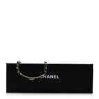 Metal Lambskin Crystal CC Choker Necklace Black Gold