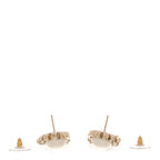 Metal Crystal Pearl CC Feather Earrings Gold
