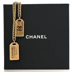 Metal ID Dog Tag Charm Necklace Gold