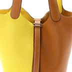Taurillon Clemence Casaque Picotin Lock 18 PM Lime Sesame